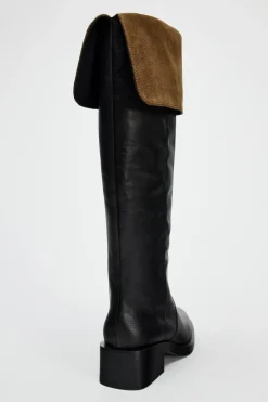 ZARA Sapatos^BOTA ALTA EM PELE Preto