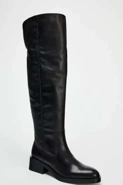 ZARA Sapatos^BOTA ALTA EM PELE Preto