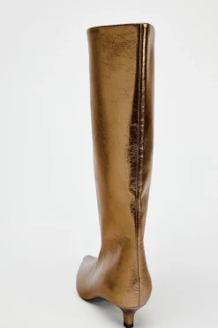 ZARA Sapatos^BOTA COM EFEITO METALIZADO E TACÃO KITTEN Ouro