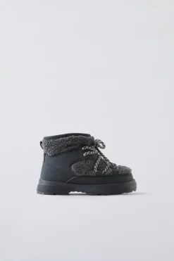 BOTA COM PELO EM CONTRASTE-ZARA Sale