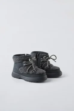 BOTA COM PELO EM CONTRASTE-ZARA Sale