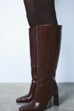 ZARA Sapatos^BOTA COM TACÃO ALTO Vermelho-bordeaux