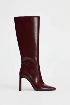 ZARA Sapatos^BOTA COM TACÃO ALTO Vermelho-bordeaux