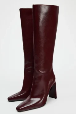 ZARA Sapatos^BOTA COM TACÃO ALTO Vermelho-bordeaux