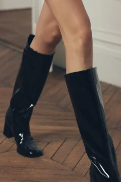 ZARA Sapatos^BOTA COM TACÃO EFEITO ENVERNIZADO Preto