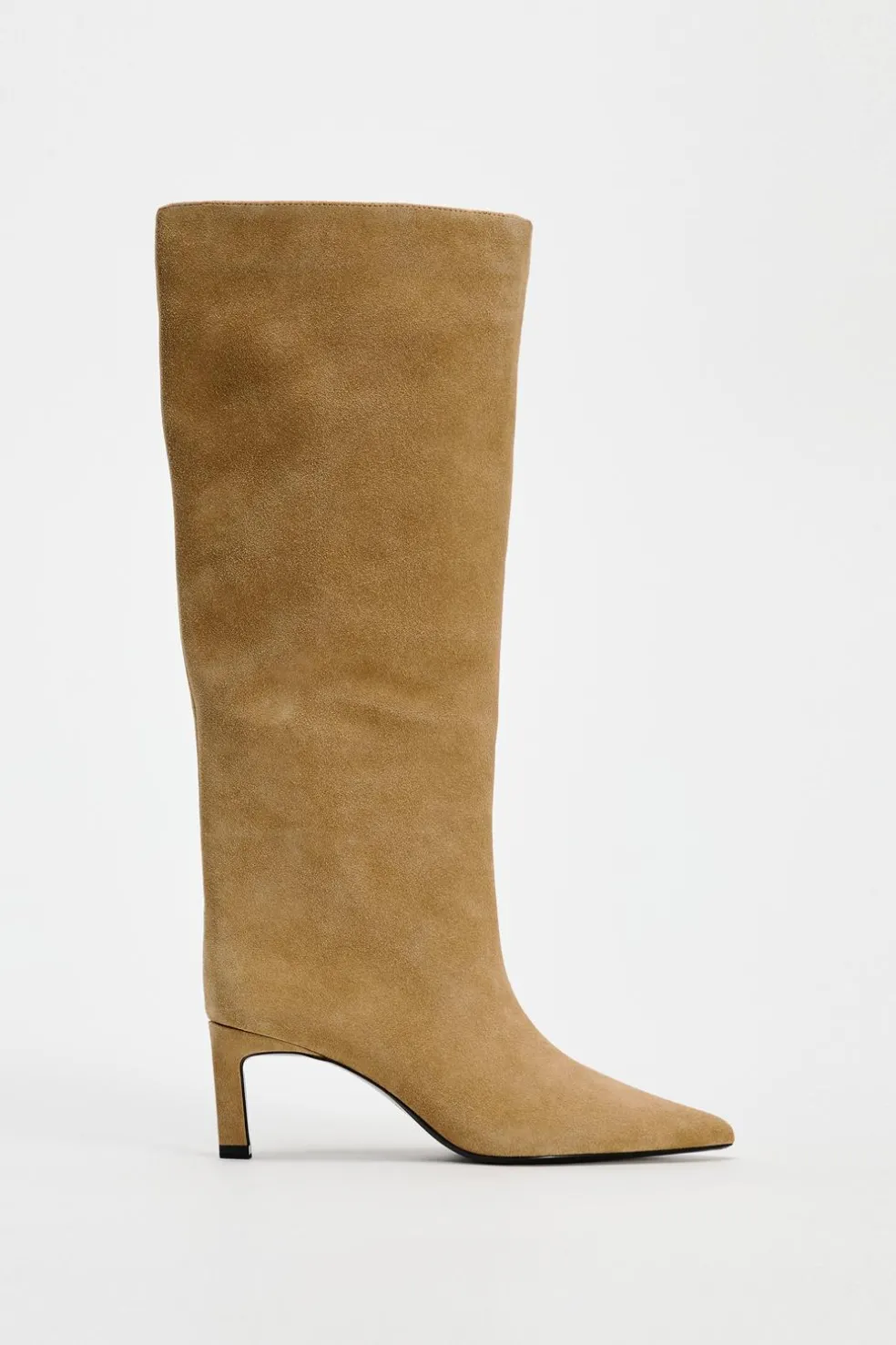 ZARA Sapatos^BOTA COM TACÃO EM CROUTE Torrado-escuro