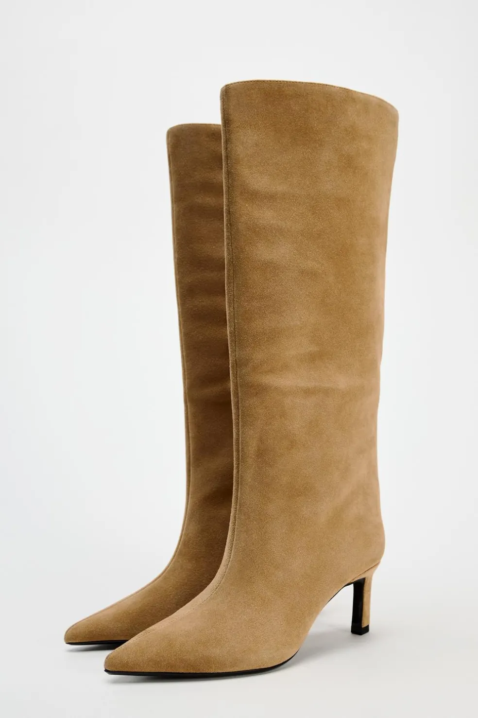 ZARA Sapatos^BOTA COM TACÃO EM CROUTE Torrado-escuro