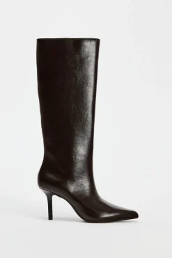 ZARA Sapatos^BOTA COM TACÃO FINO Castanho