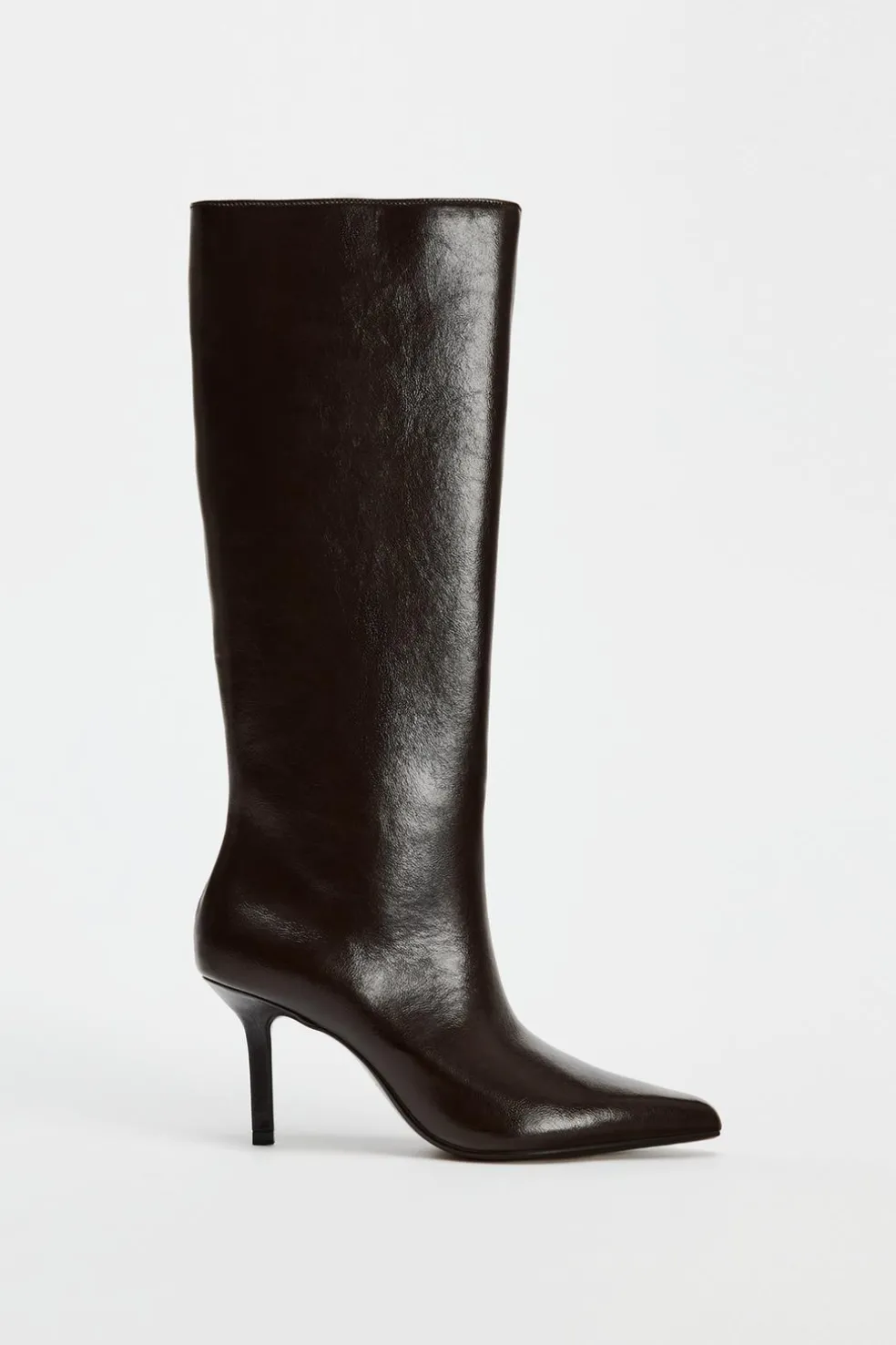 ZARA Sapatos^BOTA COM TACÃO FINO Castanho