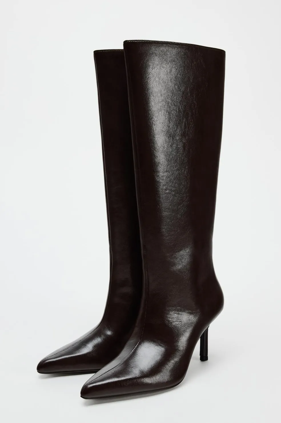 ZARA Sapatos^BOTA COM TACÃO FINO Castanho