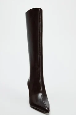 ZARA Sapatos^BOTA COM TACÃO FINO Castanho