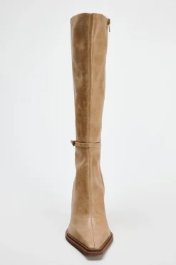 ZARA Sapatos^BOTA COM TACÃO FINO Castanho-areia