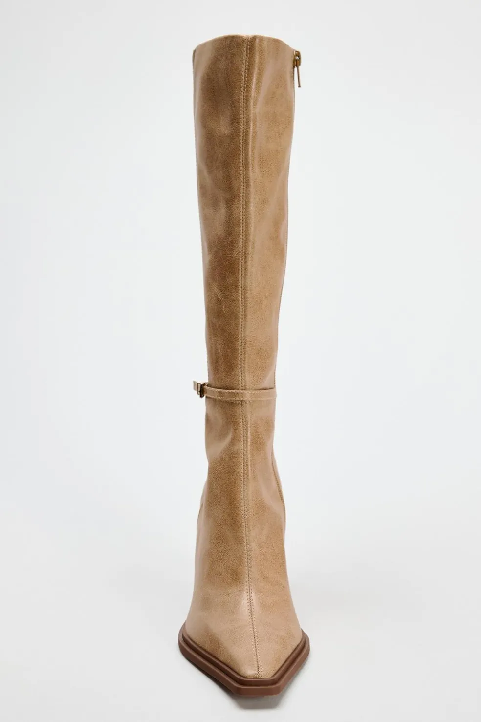 ZARA Sapatos^BOTA COM TACÃO FINO Castanho-areia