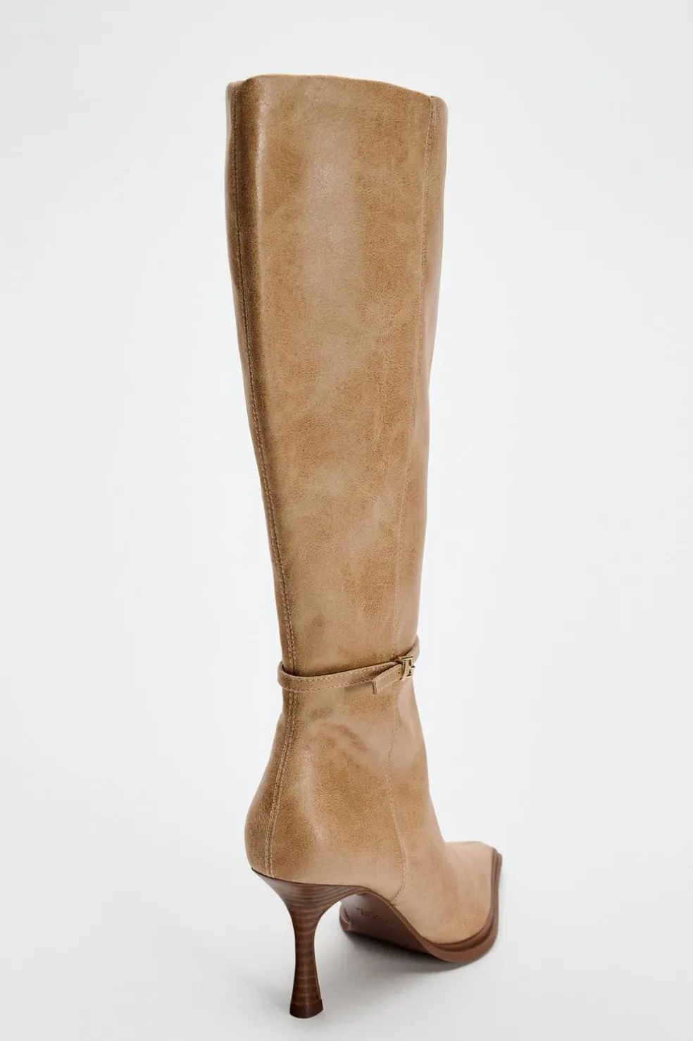 ZARA Sapatos^BOTA COM TACÃO FINO Castanho-areia