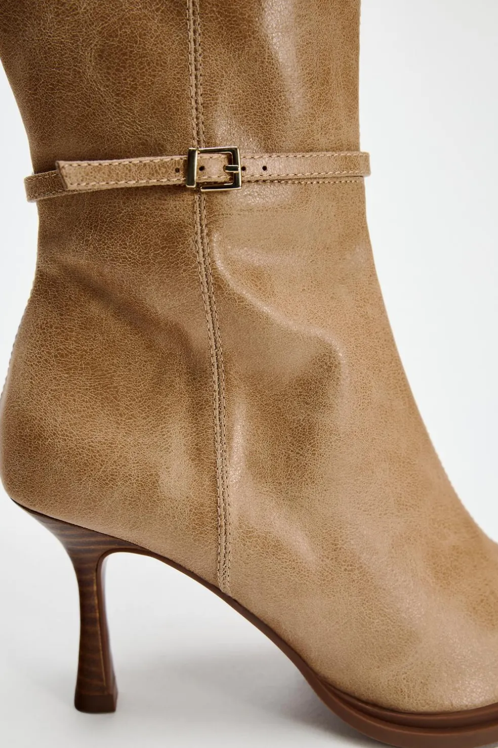 ZARA Sapatos^BOTA COM TACÃO FINO Castanho-areia