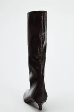 ZARA Sapatos^BOTA COM TACÃO KITTEN Vermelho-bordeaux