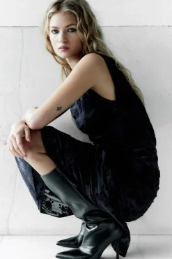 ZARA Sapatos^BOTA COM TACÃO PESPONTADO Preto