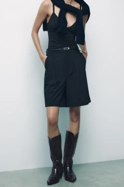 ZARA Sapatos^BOTA COWBOY COM BORDADOS Vermelho-bordeaux