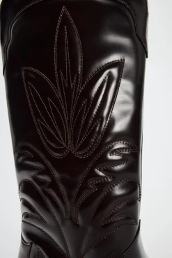 ZARA Sapatos^BOTA COWBOY COM BORDADOS Vermelho-bordeaux