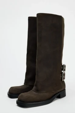 ZARA Sapatos^BOTA CROUTE CALÇAS COM PÉS FIVELAS Castanho