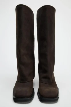 ZARA Sapatos^BOTA CROUTE CALÇAS COM PÉS FIVELAS Castanho