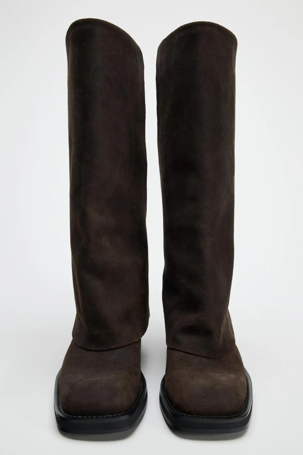 ZARA Sapatos^BOTA CROUTE CALÇAS COM PÉS FIVELAS Castanho