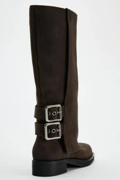 ZARA Sapatos^BOTA CROUTE CALÇAS COM PÉS FIVELAS Castanho