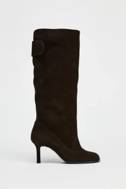 ZARA Sapatos^BOTA DE CANO LARGO EM CROUTE Castanho