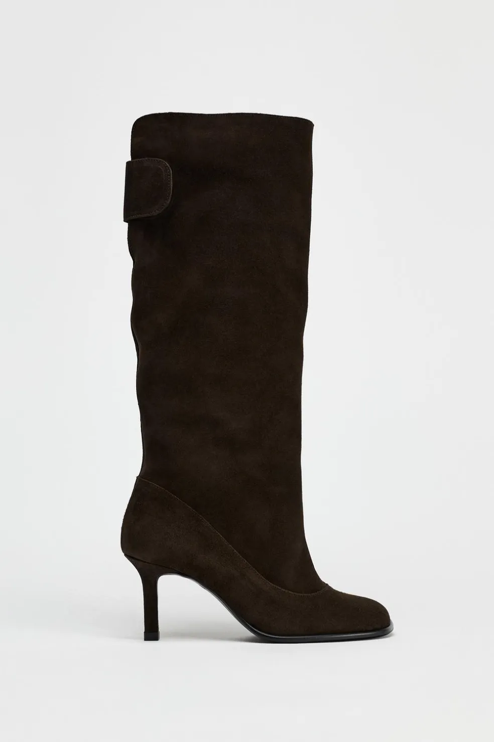 ZARA Sapatos^BOTA DE CANO LARGO EM CROUTE Castanho