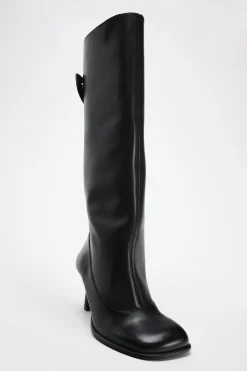 ZARA Sapatos^BOTA DE CANO LARGO EM PELE Preto