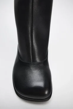 ZARA Sapatos^BOTA DE CANO LARGO EM PELE Preto