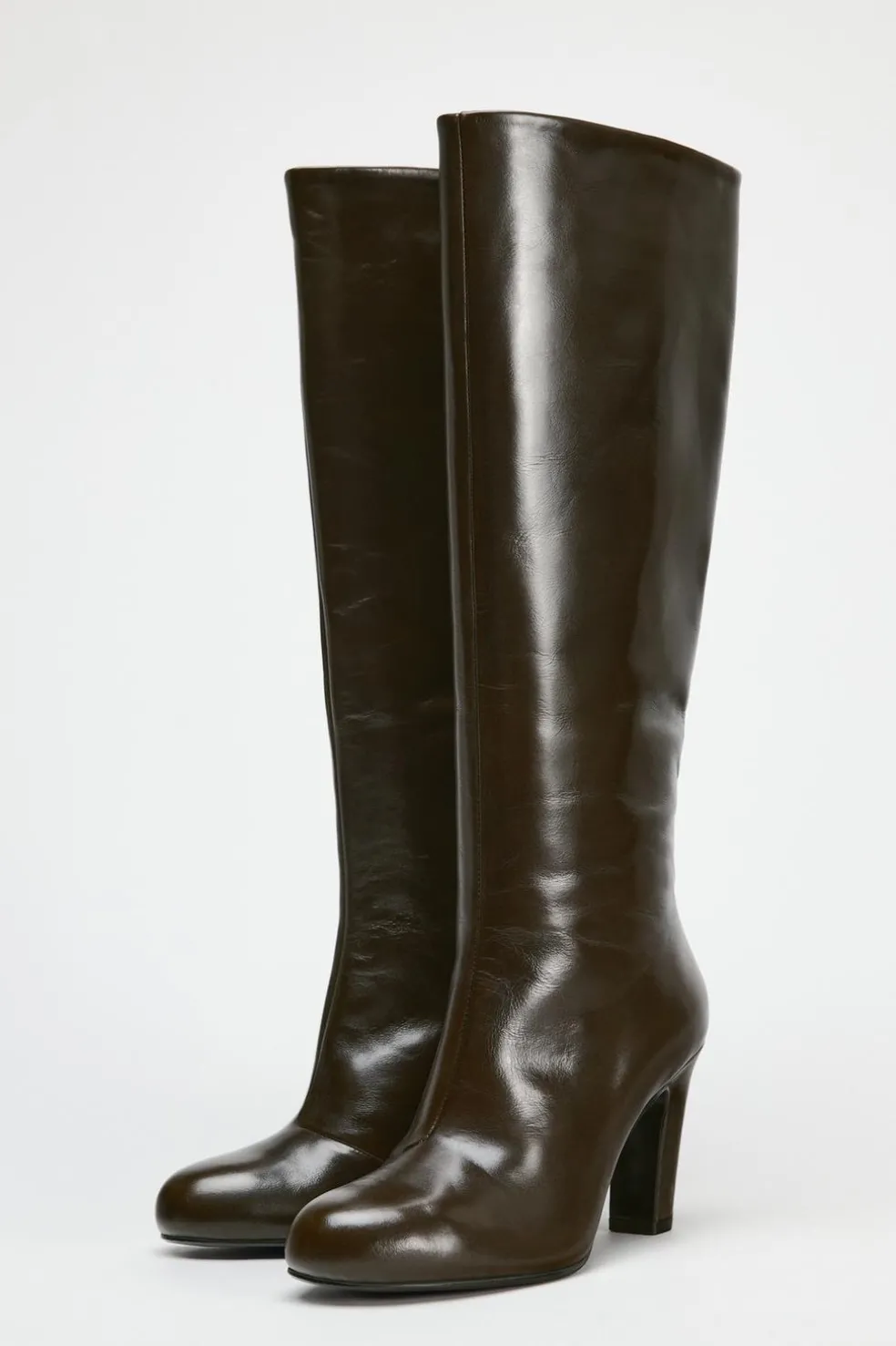 ZARA Sapatos^BOTA DE CANO LARGO EM PELE Verde-garrafa