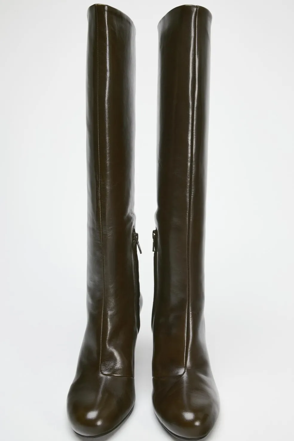 ZARA Sapatos^BOTA DE CANO LARGO EM PELE Verde-garrafa