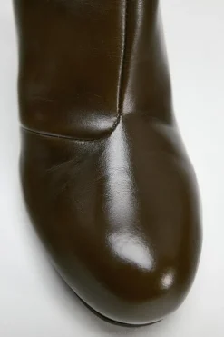 ZARA Sapatos^BOTA DE CANO LARGO EM PELE Verde-garrafa