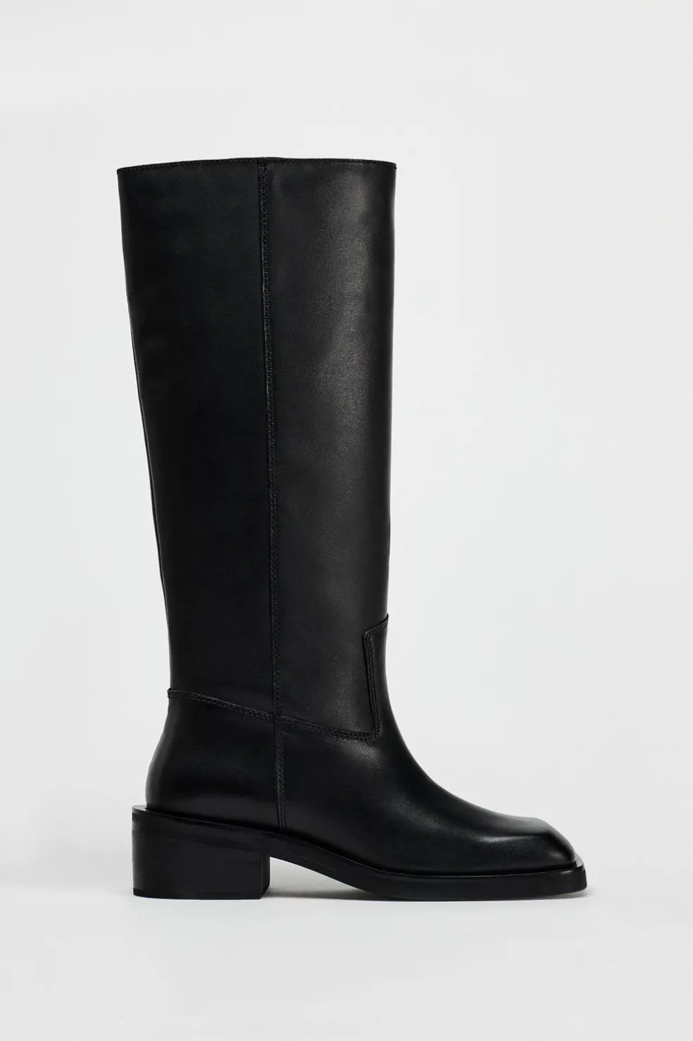 ZARA Sapatos^BOTA DE PELE COM ACABAMENTO EM PONTA QUADRADA Preto