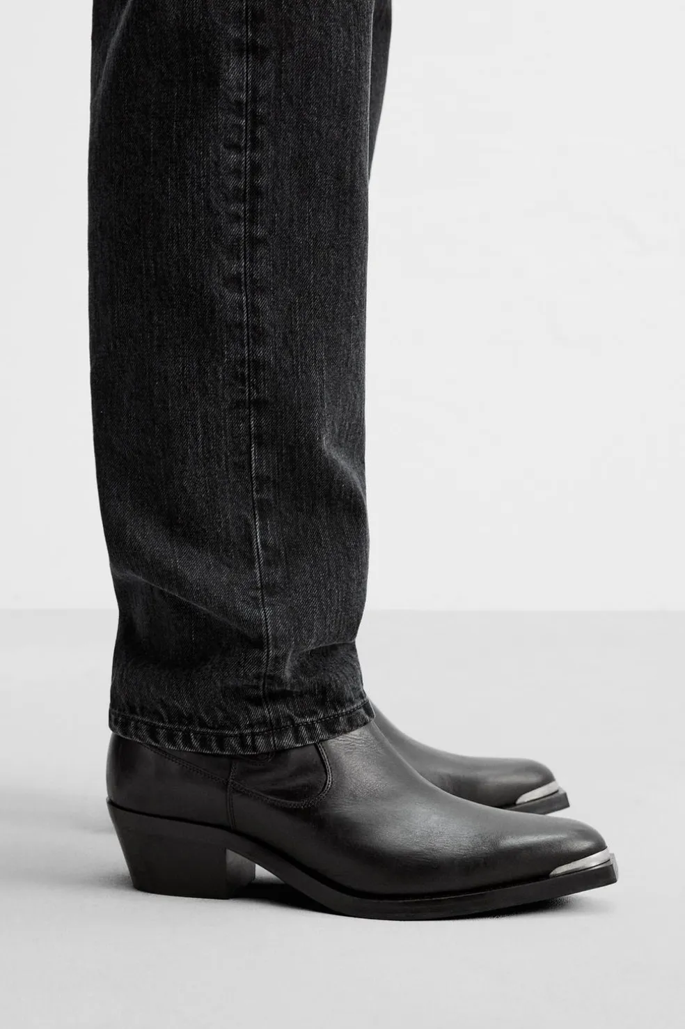 ZARA Pele|Sapatos^BOTA DE PELE COWBOY Preto