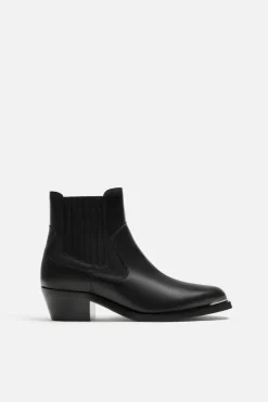 ZARA Pele|Sapatos^BOTA DE PELE COWBOY Preto