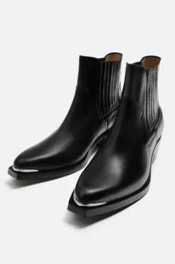 ZARA Pele|Sapatos^BOTA DE PELE COWBOY Preto