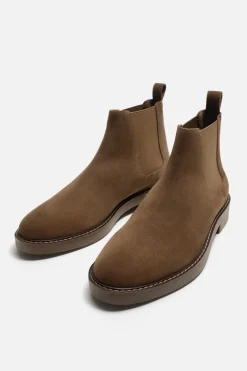 ZARA Vestuário De Inverno|Sapatos^BOTAS CHELSEA PELE Castanho-conhaque