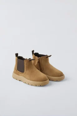 BOTAS COM ELÁSTICO EM PELE-ZARA Store