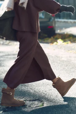 ZARA Winter Layersnew|Sapatos^BOTINS RASOS DE CROUTE COM FIVELA Castanho