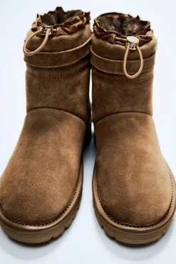 ZARA Winter Layersnew|Sapatos^BOTINS RASOS DE CROUTE COM FIVELA Castanho