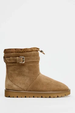 ZARA Winter Layersnew|Sapatos^BOTINS RASOS DE CROUTE COM FIVELA Castanho
