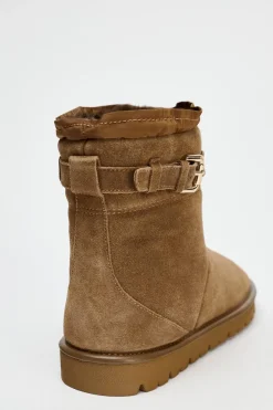 ZARA Winter Layersnew|Sapatos^BOTINS RASOS DE CROUTE COM FIVELA Castanho
