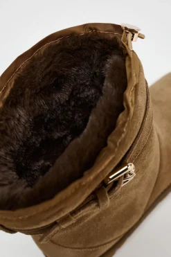 ZARA Winter Layersnew|Sapatos^BOTINS RASOS DE CROUTE COM FIVELA Castanho
