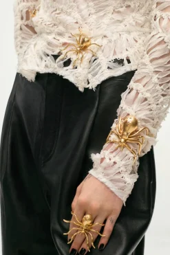 ZARA Acessórios / Bijuteria^BRINCO EAR CUFF ARANHA COM JOIAS Dourado