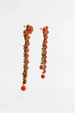 ZARA Acessórios / Bijuteria^BRINCOS COM PEDRAS DE RESINA Vermelho