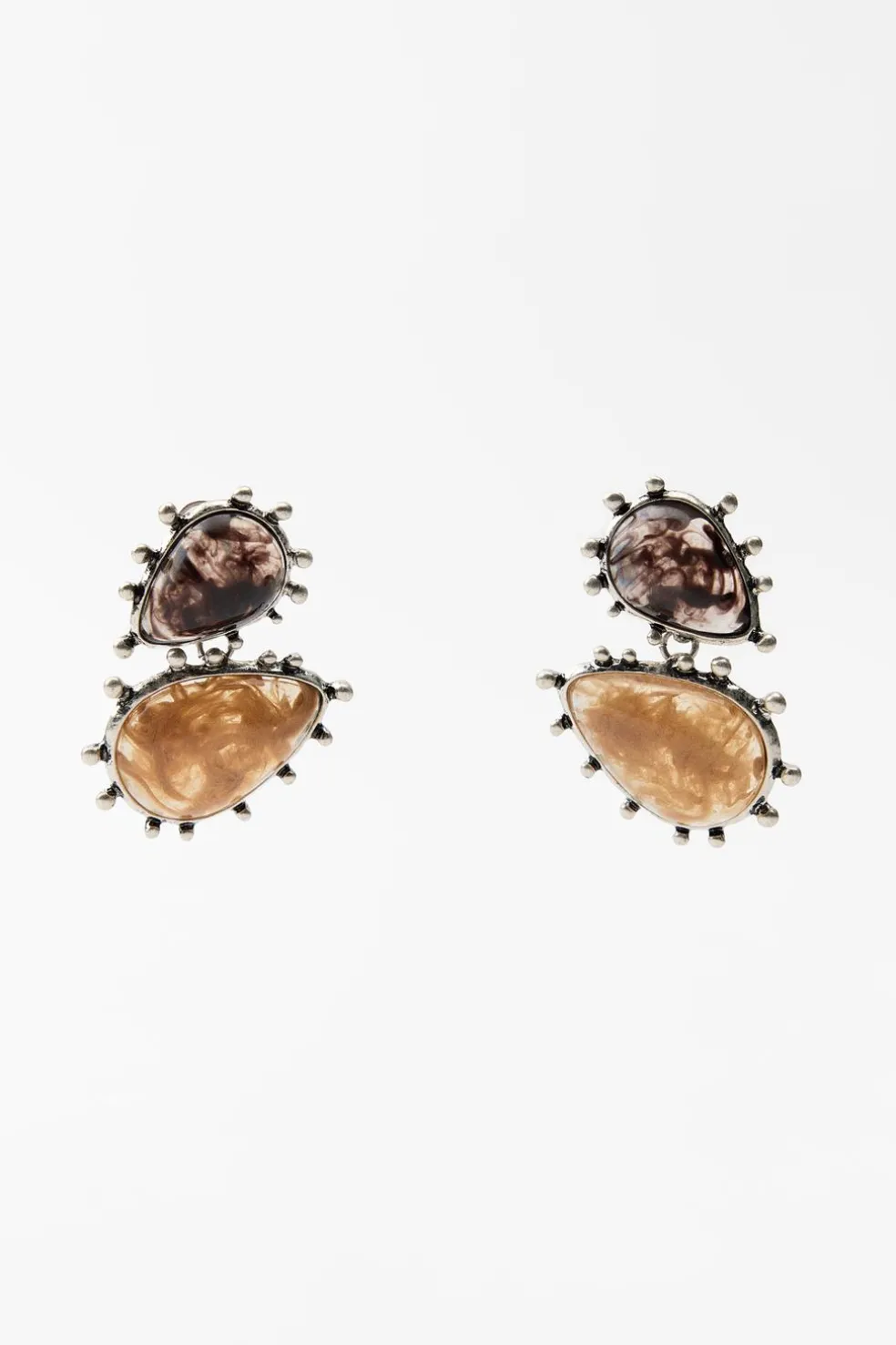 ZARA Acessórios / Bijuteria^BRINCOS COM PEDRAS DE RESINA COWBOY Prata