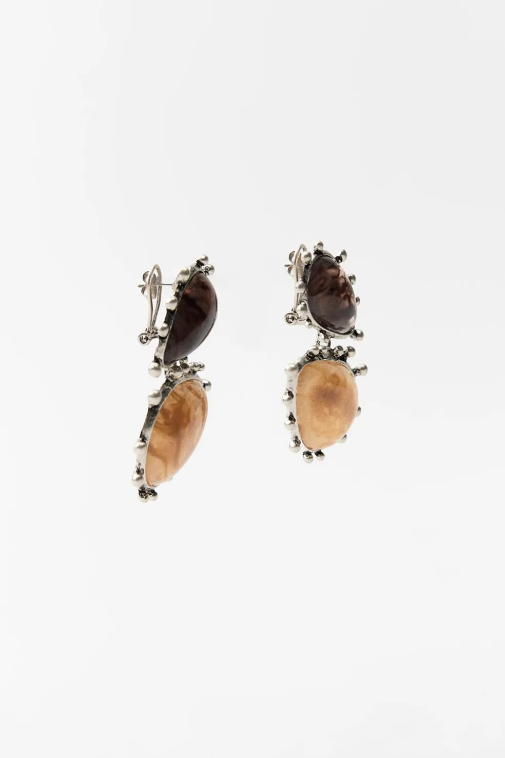 ZARA Acessórios / Bijuteria^BRINCOS COM PEDRAS DE RESINA COWBOY Prata