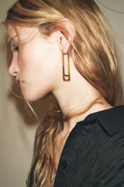 ZARA Acessórios / Bijuteria^BRINCOS COMPRIDOS RETANGULARES Dourado